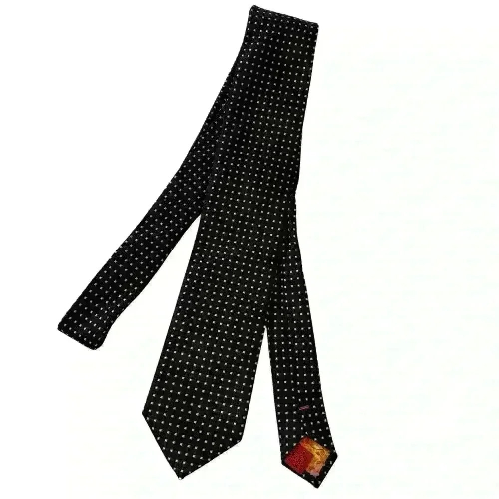 SPARKS John Sparks men’s neck tie black white silver dot handmade 100% polyester - Picture 2 of 9